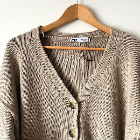 Zara Knit Button Slouchy Cardigan Size Small - Picture 2 of 5